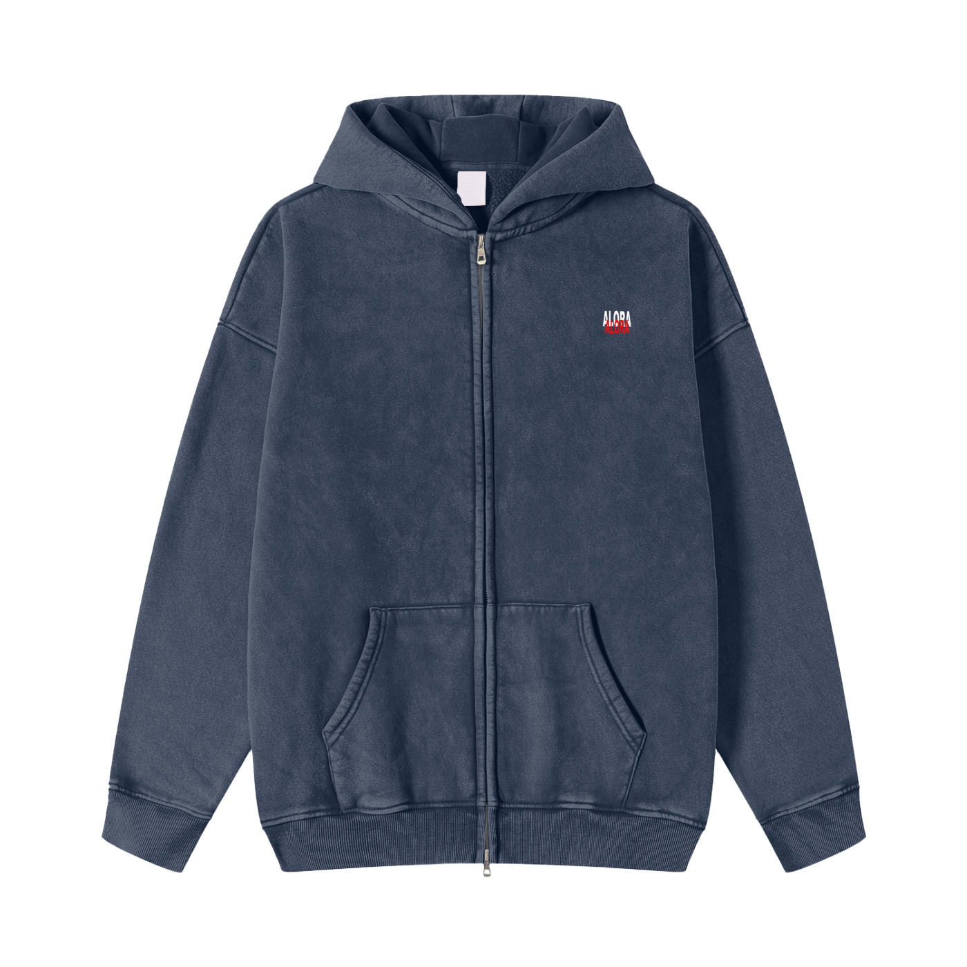 Washed Zip-Through Hoodie