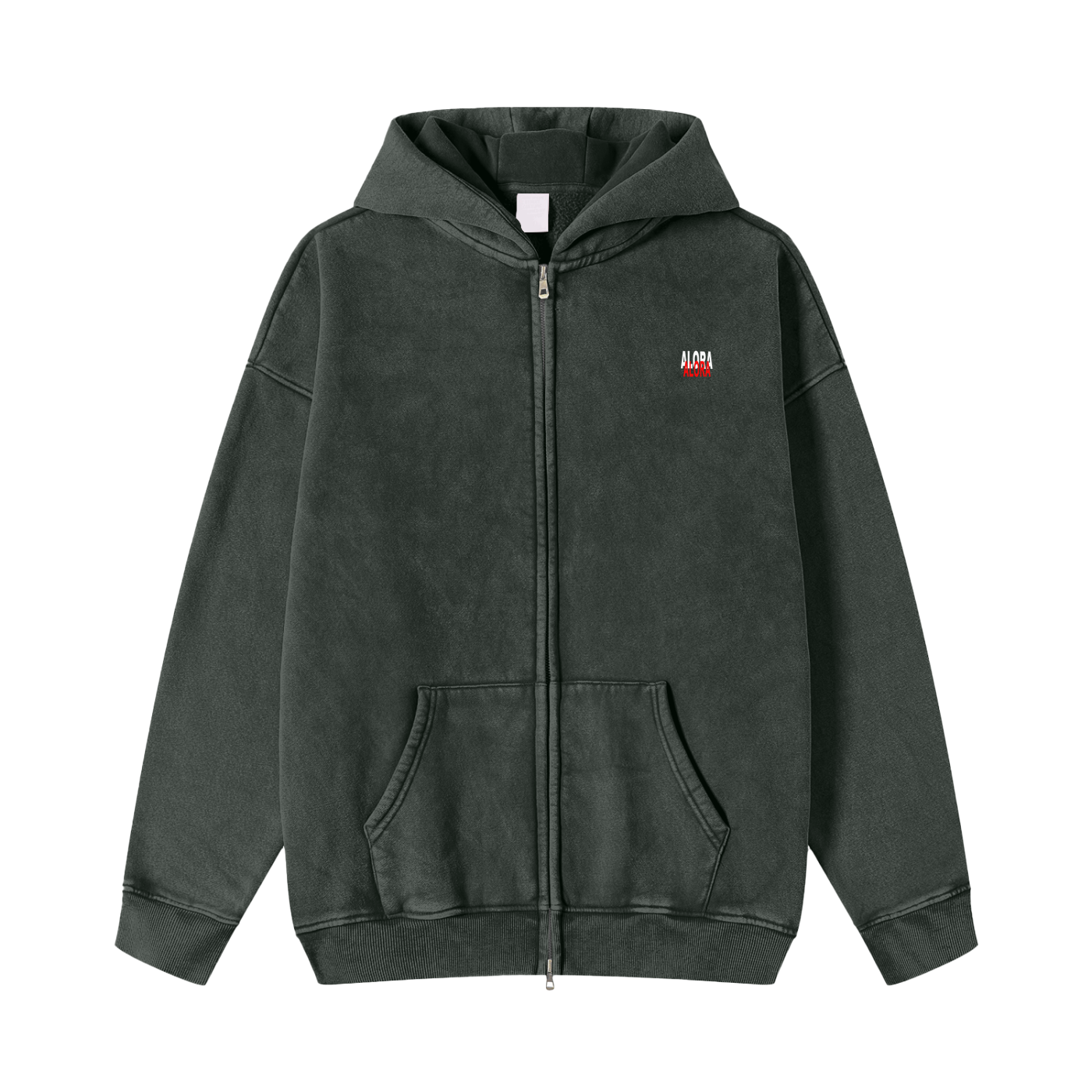 Washed Zip-Through Hoodie